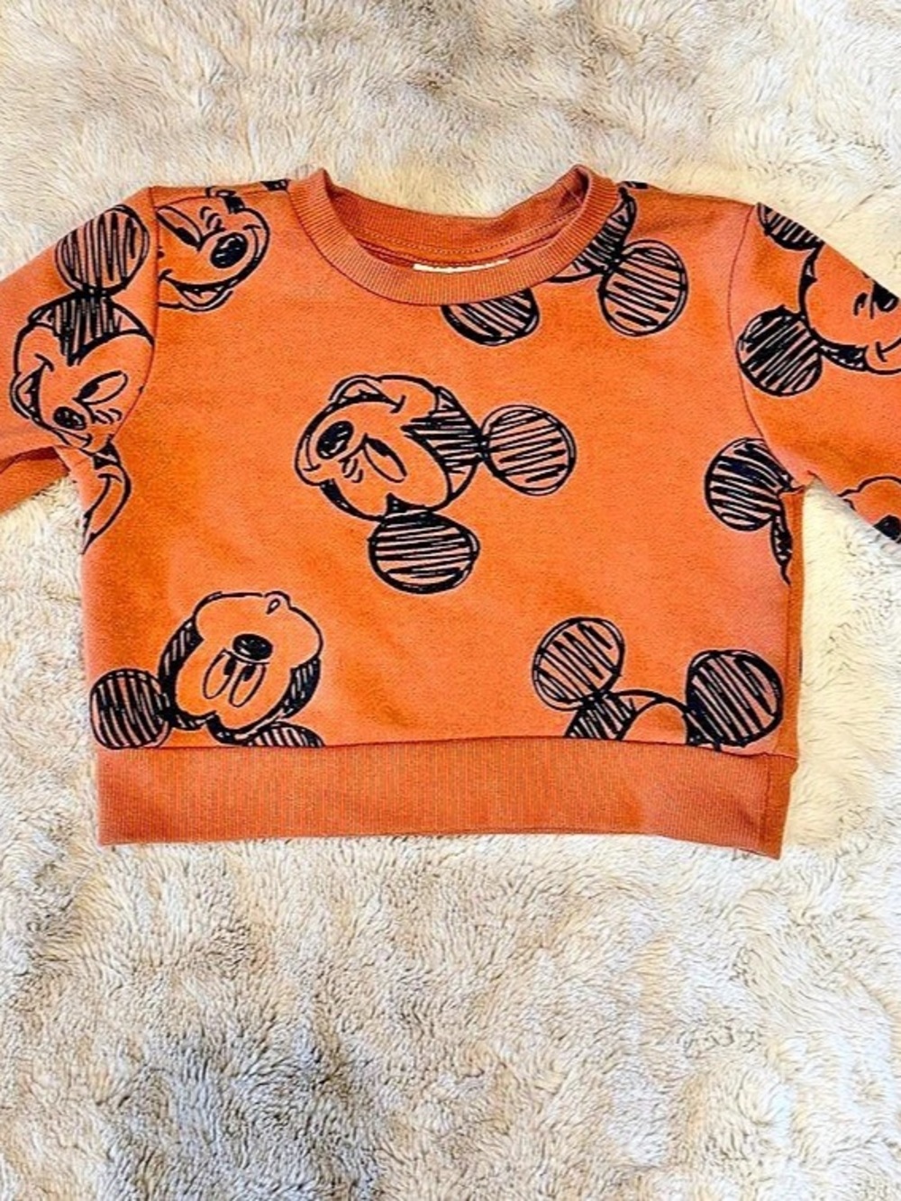 Disney Mickey Mouse Graphic Sweatshirt Orange Baby 18M Like New
